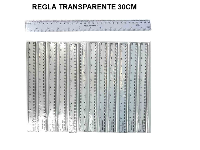 REGLA 30 CM TRANSPARENTE