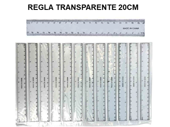 REGLA TRANSPARENTE 20 CM
